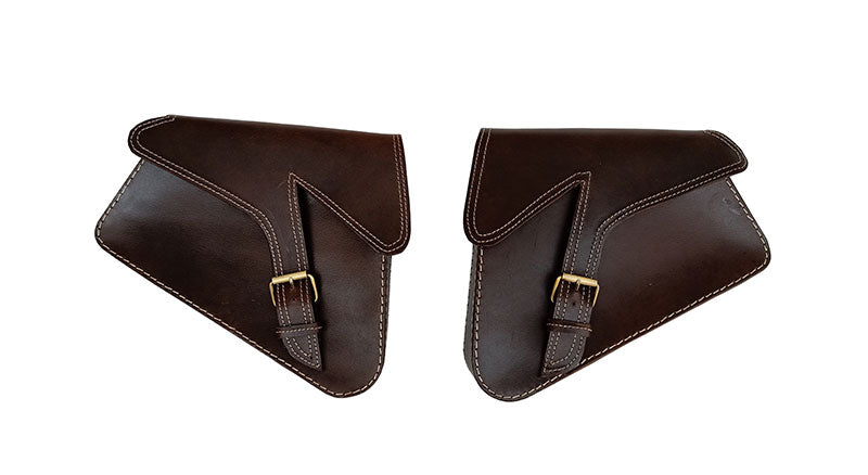 Royal Enfield Interceptor 650 Mounting Rails and Leather Pannier Bag Pair D1 Brown