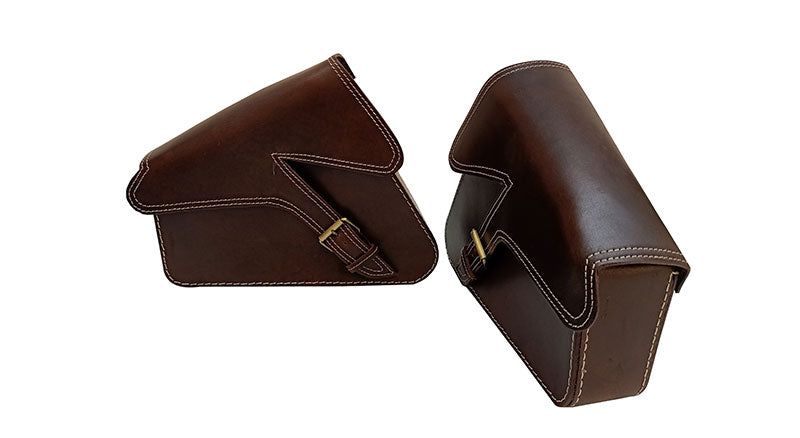 Royal Enfield GT 650 Mounting Rails and Leather Pannier Bags Pair D1 Brown