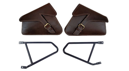 Royal Enfield GT 650 Mounting Rails and Leather Pannier Bags Pair D1 Brown