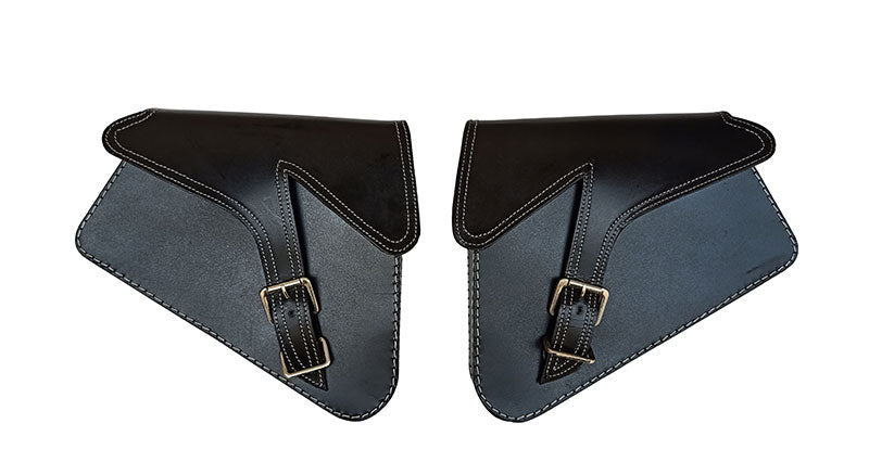 Royal Enfield GT Continental 650 Pannier Leather Bags Pair D1 Black