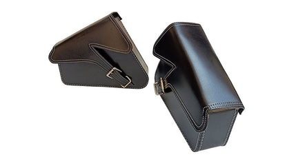 Royal Enfield Interceptor 650 Pannier Leather Bags Pair D1 Black