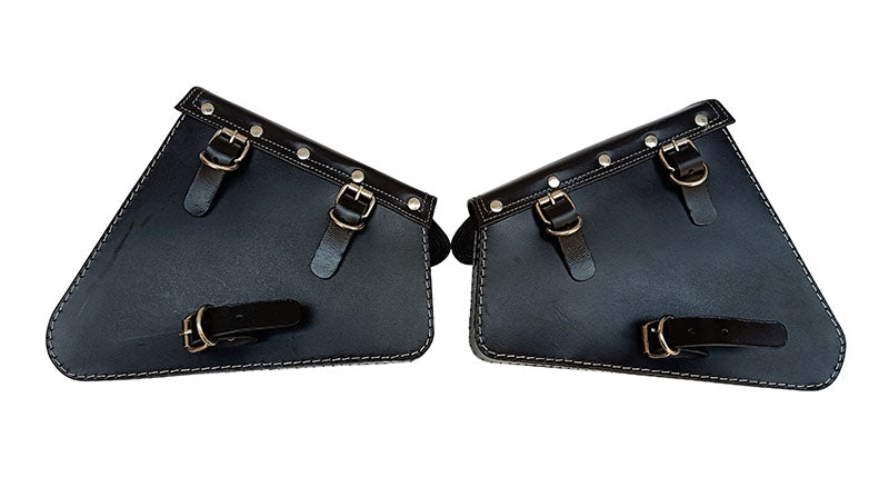 Royal Enfield Interceptor 650 Pannier Leather Bags Pair D1 Black