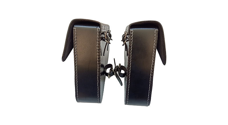 Royal Enfield Interceptor 650 Mounting Rails and Leather Pannier Bag Pair D1 Black