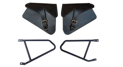 Royal Enfield Interceptor 650 Mounting Rails and Leather Pannier Bag Pair D1 Black