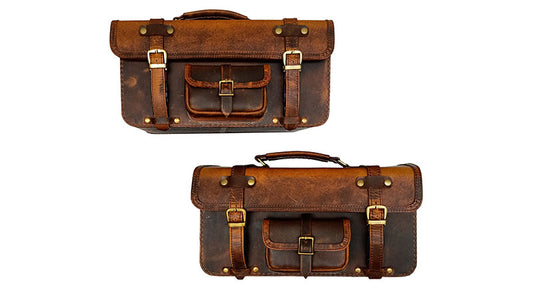 Royal Enfield Big Leather Bags Pair Brown Tan For Interceptor 650