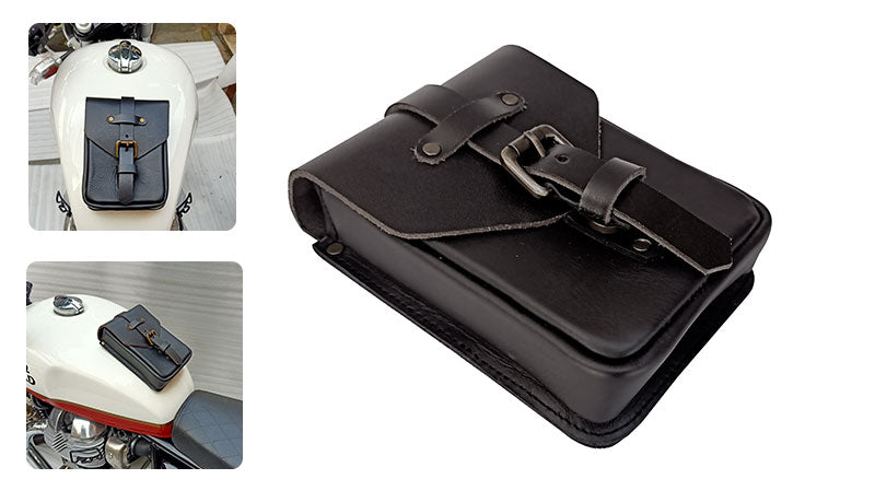 Royal Enfield 650cc GT and Interceptor Magnetic Leather Tank Pouch Black