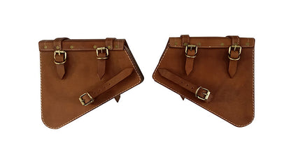 Royal Enfield GT and Interceptor 650 Pannier Bags Tan Color With Black Mounting