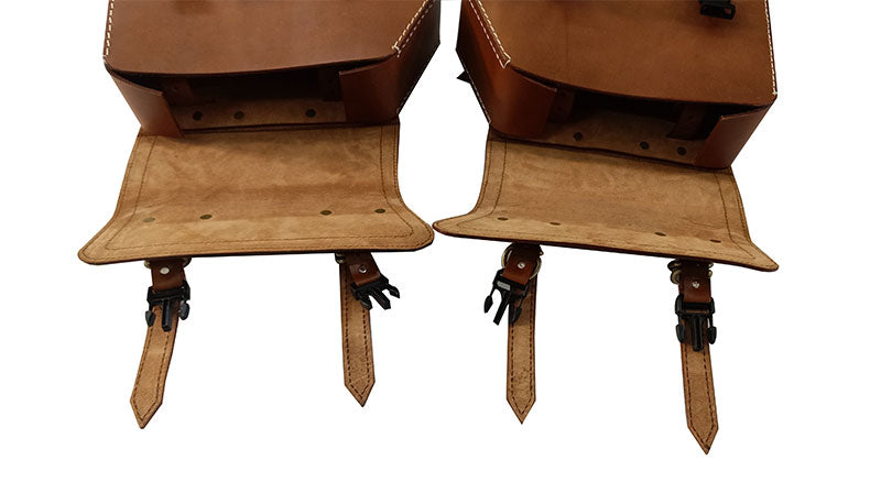 Royal Enfield GT and Interceptor 650 Pannier Bags Tan Color With Black Mounting