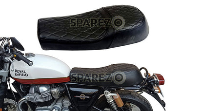 Royal Enfield GT Continental and Interceptor 650 Diamond Design Leather Dual Seat Black