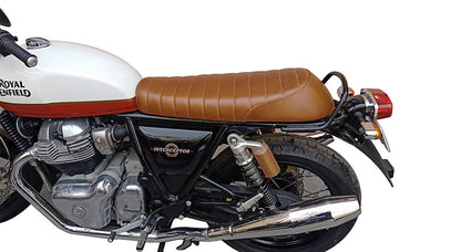 Royal Enfield GT Continental and Interceptor 650 Touring Brown Tan Genuine Leather Dual Seat