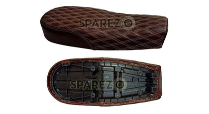 Royal Enfield GT Continental and Interceptor 650 Diamond Design Leather Dual Seat Cherry Brown