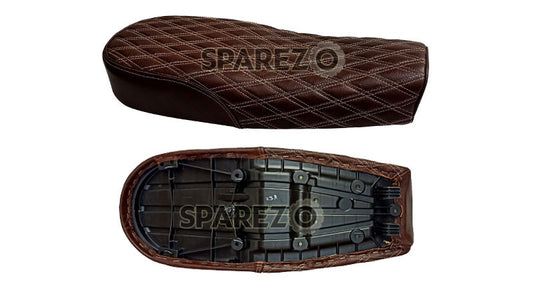 Royal Enfield GT Continental and Interceptor 650 Diamond Design Leather Dual Seat Cherry Brown