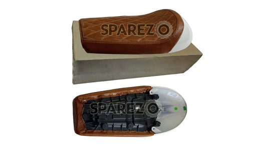 Royal Enfield GT Continental and Interceptor 650 Single Seat Brown Tan With White Cowl