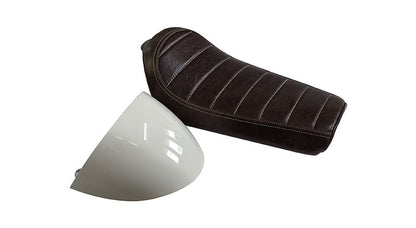 Royal Enfield GT Continental and Interceptor 650 Single Seat Coffee Brown with White Cowl