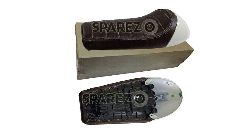 Royal Enfield GT Continental and Interceptor 650 Single Seat Coffee Brown with White Cowl