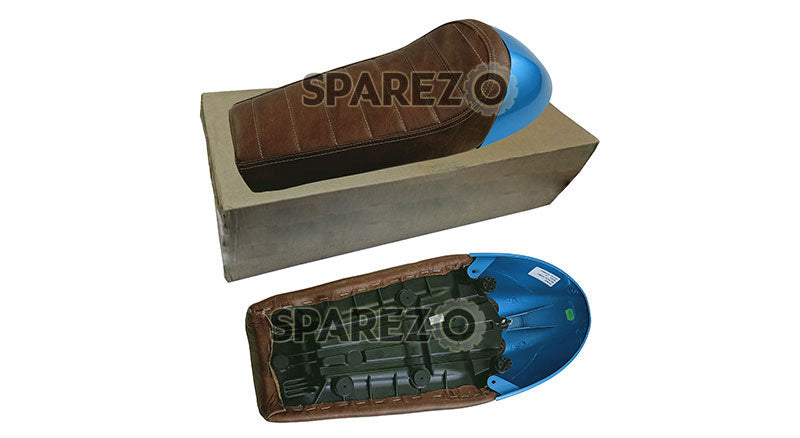 Royal Enfield GT Continental and Interceptor 650 Single Seat Brown Color with Blue Cowl