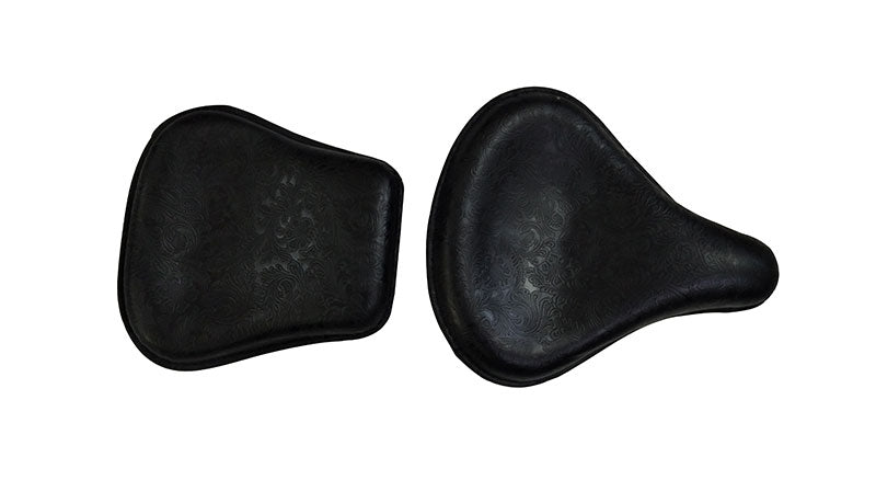 Royal Enfield Classic 350cc 500cc Engraved Leather Front and Rear Seat Black