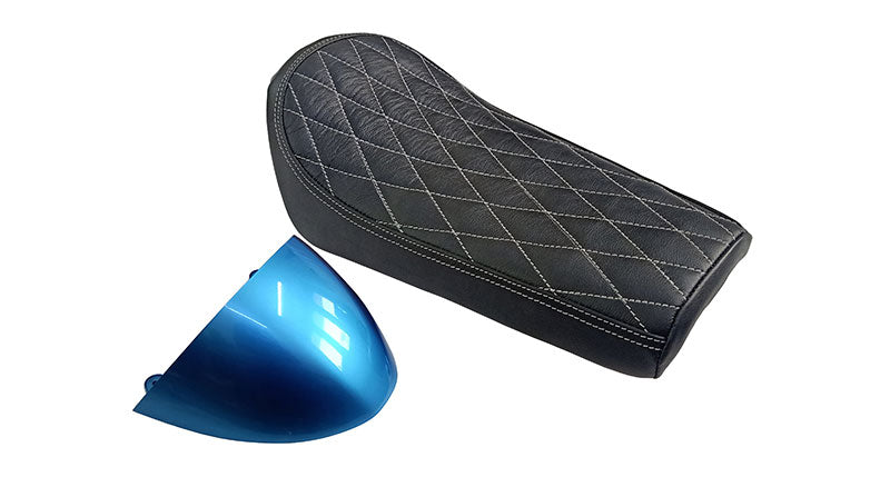 Royal Enfield GT Continental and Interceptor 650 Single Seat Black With Blue Cowl