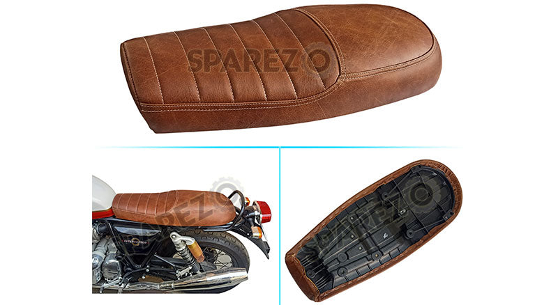 Royal Enfield GT Continental and Interceptor 650 Brown Genuine Leather Dual Seat
