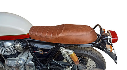 Royal Enfield GT Continental and Interceptor 650 Brown Genuine Leather Dual Seat