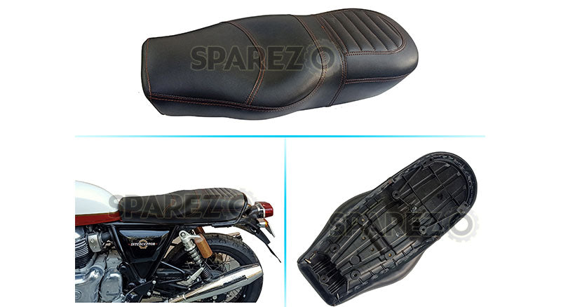 Royal Enfield Black Genuine Leather Dual Seat For GT Continental and Interceptor 650