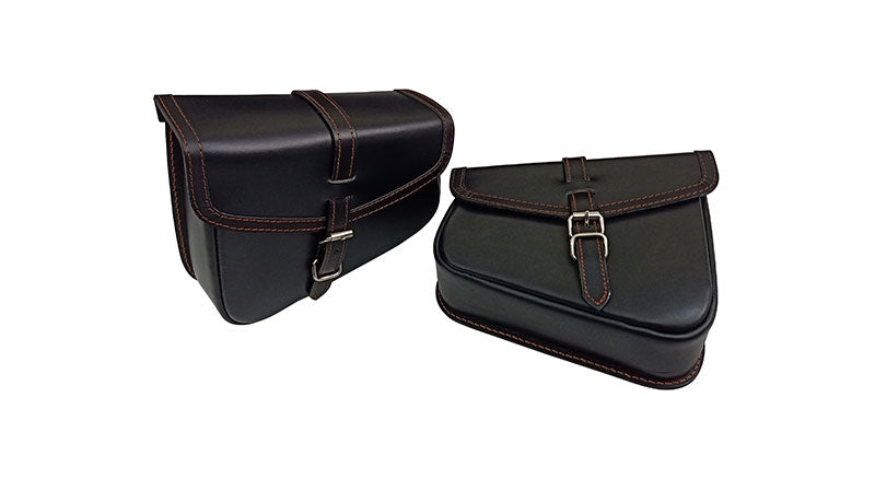Royal Enfield Meteor 350cc Genuine Leather Black Pannier Bags Pair