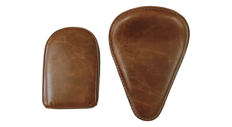 Genuine Leather Royal Enfield Classic 350 500 Low Rider Front and Rear Seat Tan Color