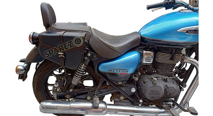 Royal Enfield Meteor 350cc Genuine Leather Black Pannier Bags Pair