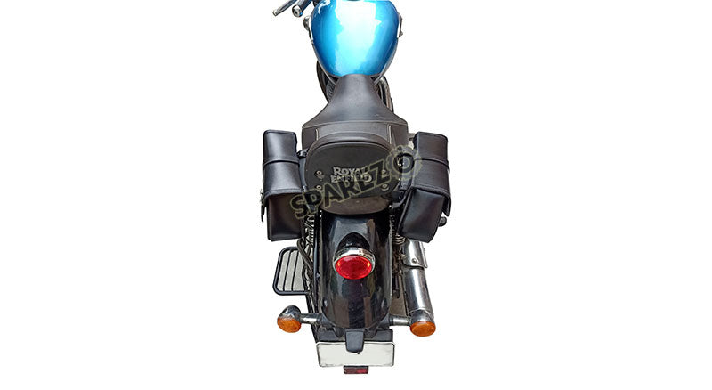 Royal Enfield Meteor 350cc Genuine Leather Pannier Bags Pair Black