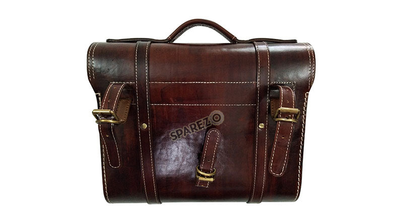 Royal Enfield Meteor 350cc Leather Antique Brown Saddle Bag Pair With Mounting