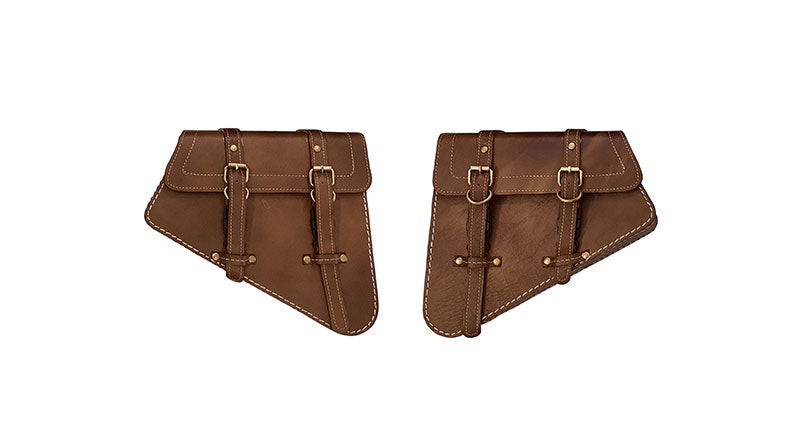 Royal Enfield GT and Interceptor 650cc Leather Dual Seat With Pannier Bags with Mounting D1