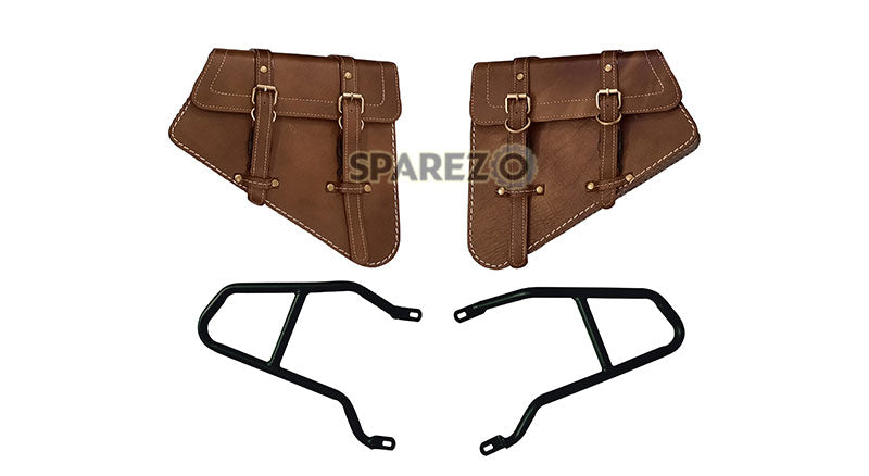 Royal Enfield GT and Interceptor 650cc Leather Dual Seat With Pannier Bags with Mounting