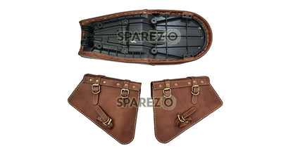 Royal Enfield GT and Interceptor 650cc Leather Dual Seat With Pannier Bags with Mounting