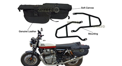 Royal Enfield GT Continental and Interceptor 650cc Soft Pannier Bags With Mounting Rails D2