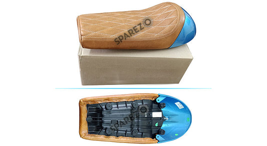 Royal Enfield GT Continental and  Interceptor 650cc Single Seat Leather with Blue Cowl D6