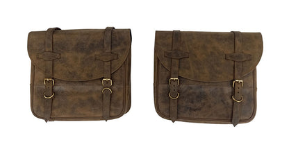 Royal Enfield Classic 350cc 500cc Leather Saddle Bags Dust Color With Mounting