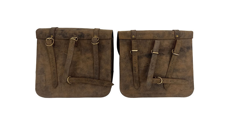 Royal Enfield Classic 350cc 500cc Leather Saddle Bags Dust Color With Mounting