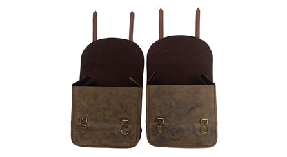 Royal Enfield Classic 350cc 500cc Leather Saddle Bags Dust Color With Mounting