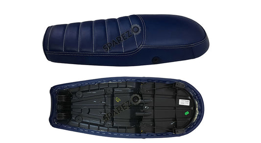 Royal Enfield GT and Interceptor 650 Blue Genuine Leather Dual Seat D18