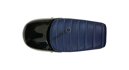 Royal Enfield GT and Interceptor 650 Blue Genuine Leather Dual Seat with Black Cowl