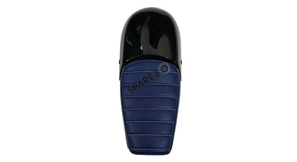 Royal Enfield GT and Interceptor 650 Blue Genuine Leather Dual Seat with Black Cowl