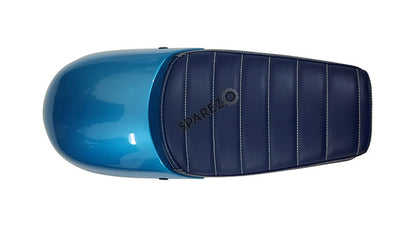 Royal Enfield GT and Interceptor 650 Blue Genuine Leather Dual Seat with Blue Cowl