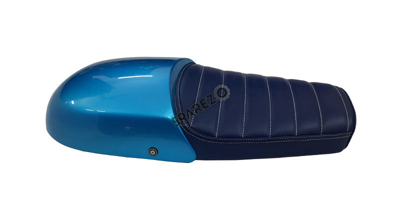 Royal Enfield GT and Interceptor 650 Blue Genuine Leather Dual Seat with Blue Cowl
