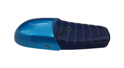 Royal Enfield GT and Interceptor 650 Blue Genuine Leather Dual Seat with Blue Cowl