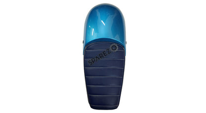 Royal Enfield GT and Interceptor 650 Blue Genuine Leather Dual Seat with Blue Cowl