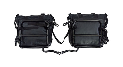 Royal Enfield Classic 350cc 500cc Canvas Saddle Bags Pair Black With Mounting