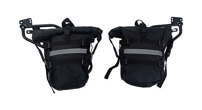 Royal Enfield Classic 350cc 500cc Canvas Saddle Bags Pair Black With Mounting