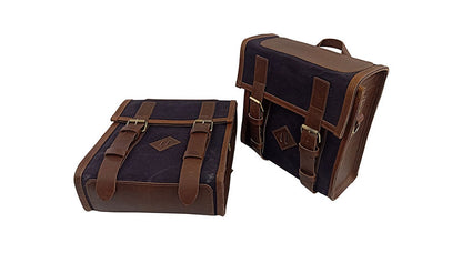 Royal Enfield New Classic Reborn 350 Canvas and Leather Bags With Mounting Pair