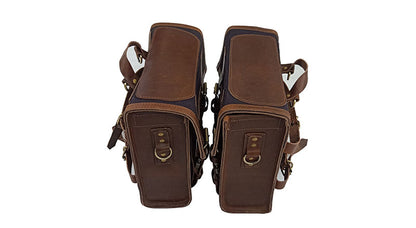 Royal Enfield New Classic Reborn 350 Canvas and Leather Bags With Mounting Pair