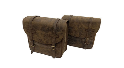 Royal Enfield Hunter 350 Leather Saddle Bags Dust Color With Mounting Pair